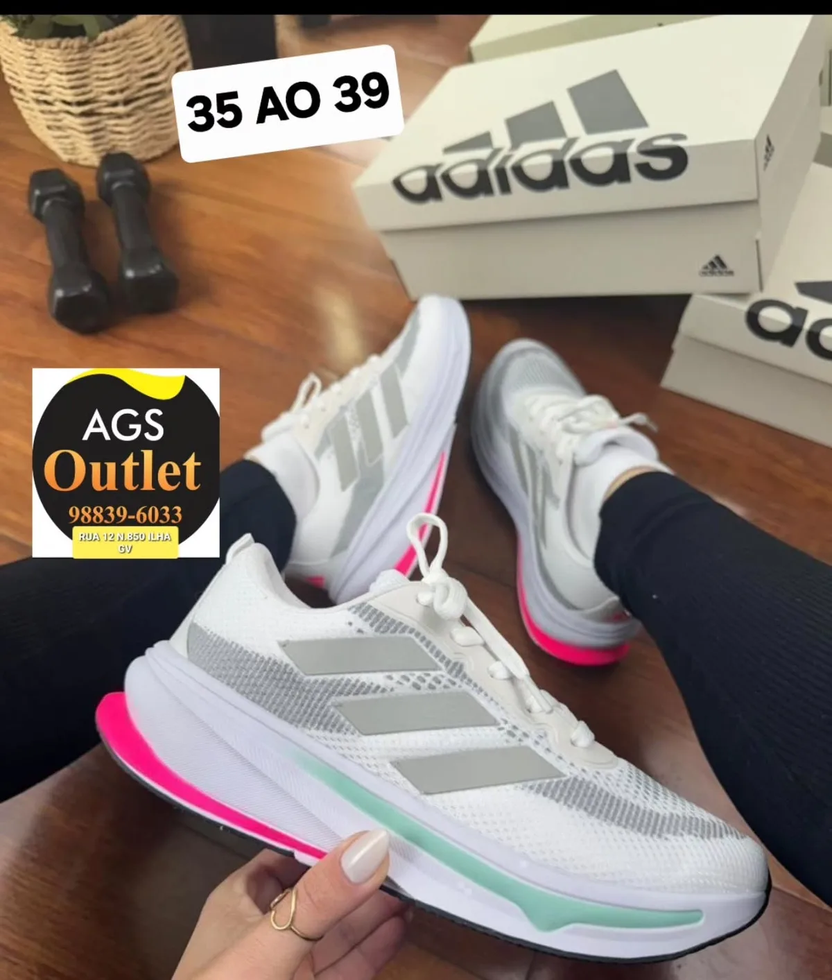Adidas Supernova branco e rosa