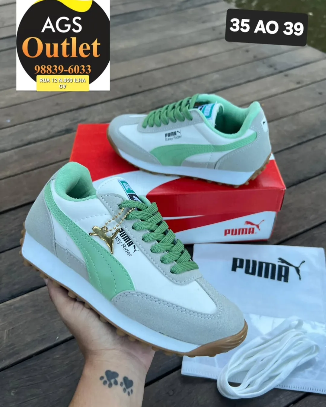Puma verde e cinza